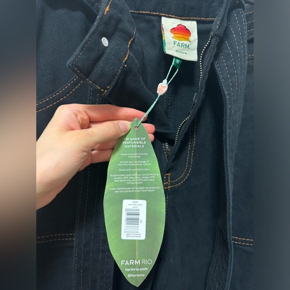 Farm Rio Twill Bell-Bottom Pants Black - Picture 6 of 7